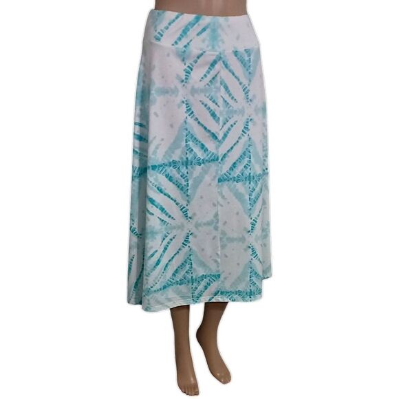 Jane Ashley‎ Midi Skirt Sz M Bohemian Stretch Fit Flare Pull On Beachy Coastal - Picture 3 of 16